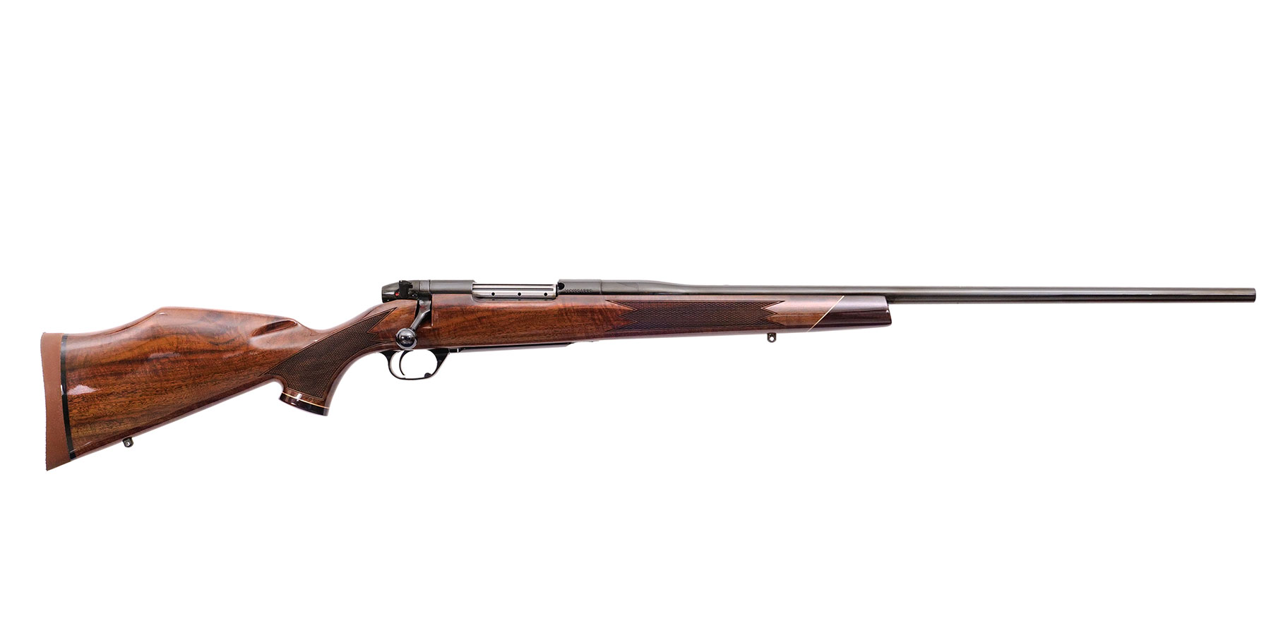 A Weatherby Mark V bolt-action rifle.