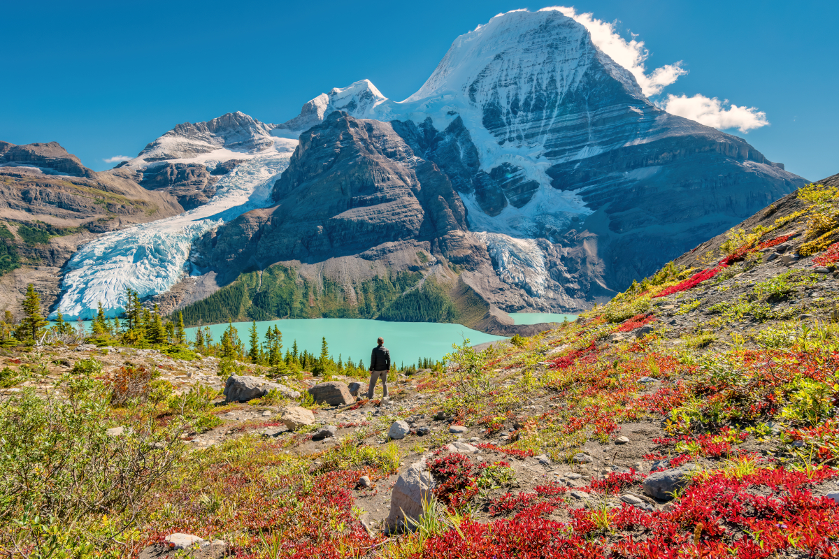 A hiker in a National Park in Canada