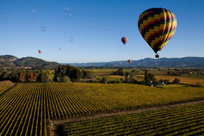 Hot air balloons over Napa Valley