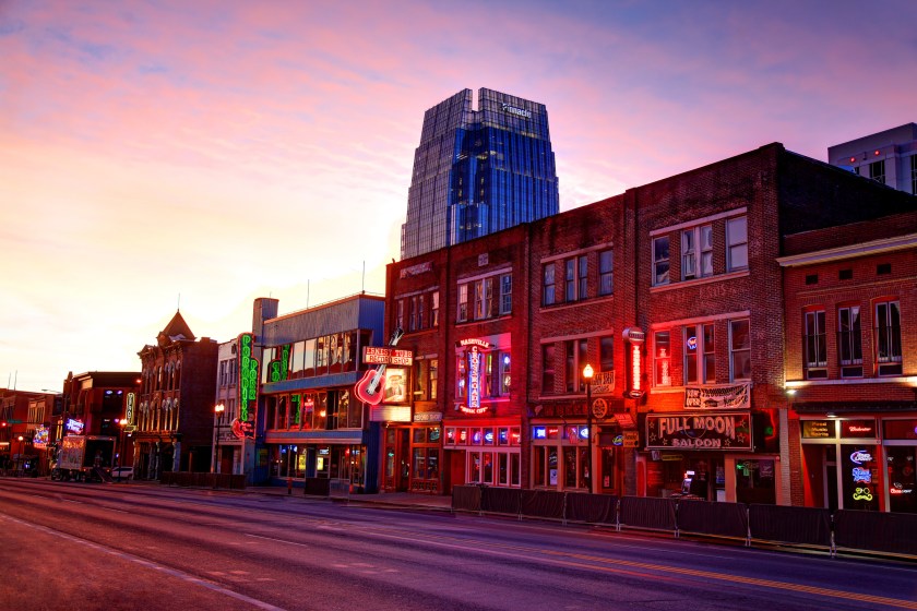 Broadway in downtown Nashville, Tennessee. Lower Broadway is a renowned entertainment district for country music. Nashville is the capital of the U.S. state of Tennessee. Nashville is known as the country-music capital of the world. The city is also known for its culture and commerce and great bar scene.