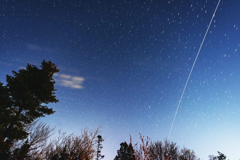The International Space Station orbits high above. Long exposure. Best parks for stargazing