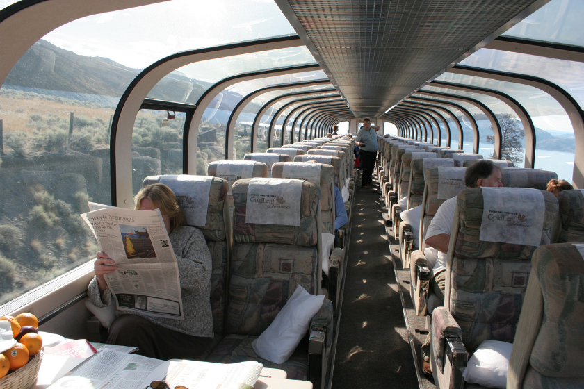 Interior of a Rocky Mountaineer Ultra Dome west of Kamloops in 2006.