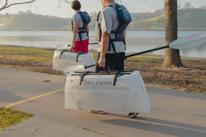 The Oru Origami kayak folded.