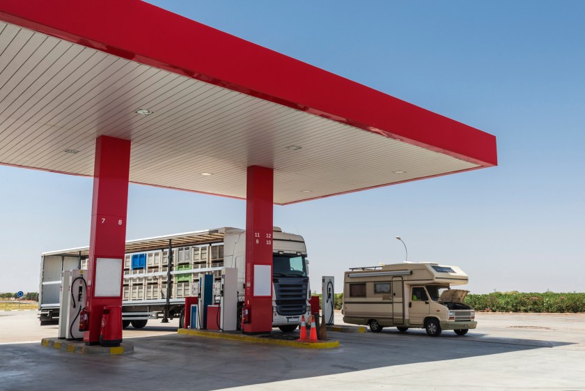 Gas station with a motorhome