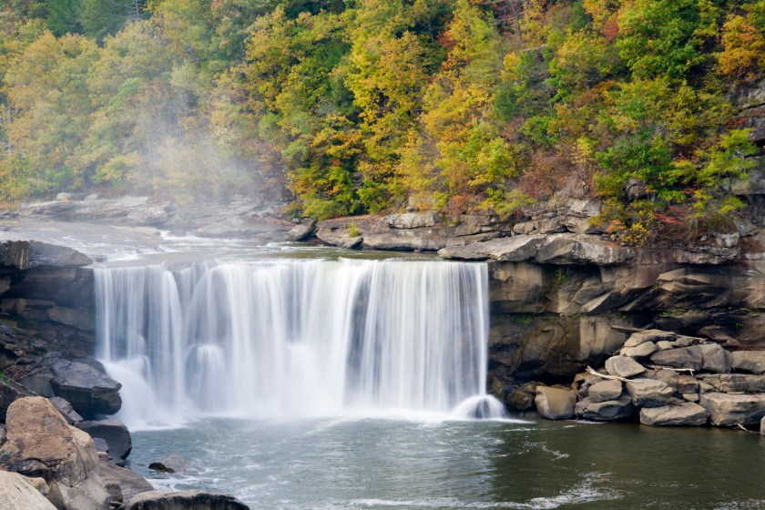 Cumberland Falls, Kentucky. Beautiful fall landscape. Long exposure