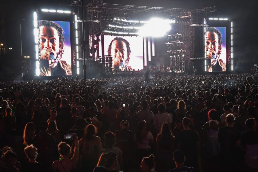 A view of the crowd as Kendrick Lamar performs during the 2018 Made In America Festival - Day 2 at Benjamin Franklin Parkway on September 2, 2018 in Philadelphia, Pennsylvania.
