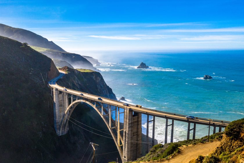 Big Sur Bridge California Ocean Road Costline CA-1 Drone Shot