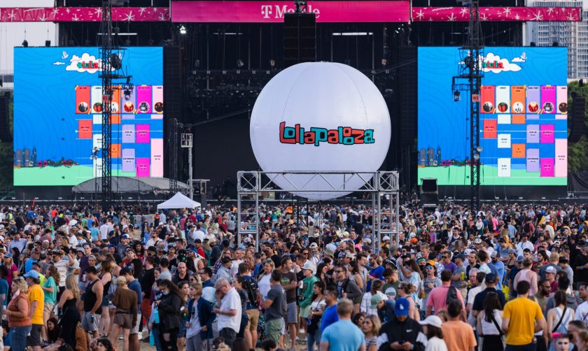 Festival-goers on day four of Lollapalooza at Grant Park on August 1, 2021 in Chicago, Illinois.