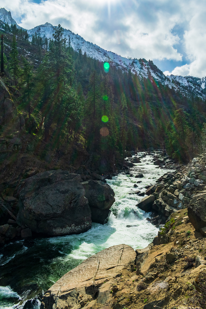 Icicle creek running swiftly with Spring runoff near Leavenworth, Washington