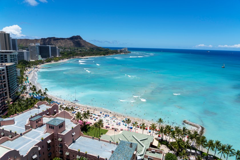 The view of Waikiki Beach in Oahu, Hawaii