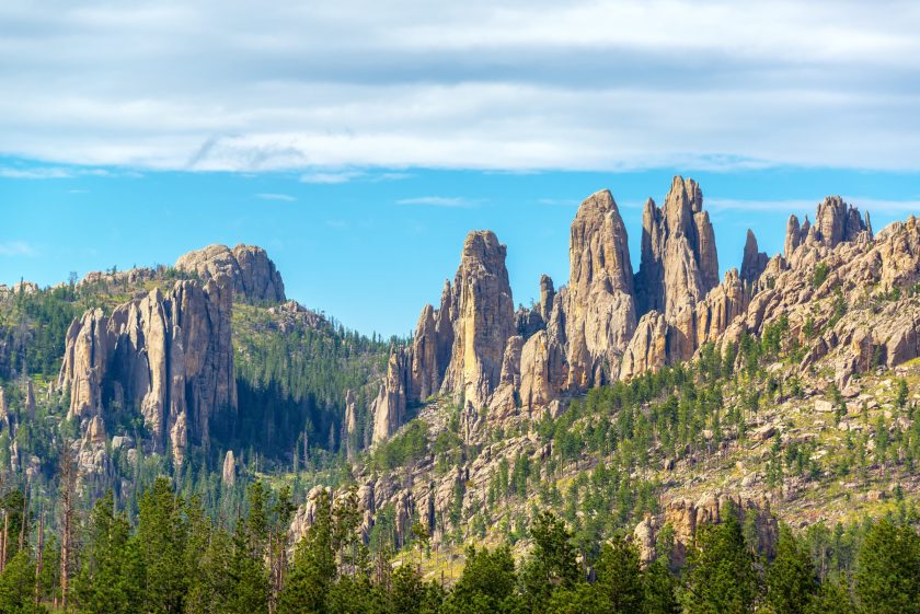 View of Cathedral Spires rock formation in Custer State Park