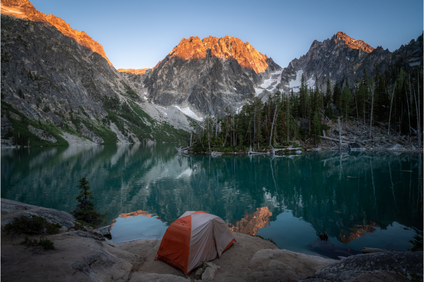 Sunset at Colchuck Lake in the Enchantments in Leavenworth, Washington, United States