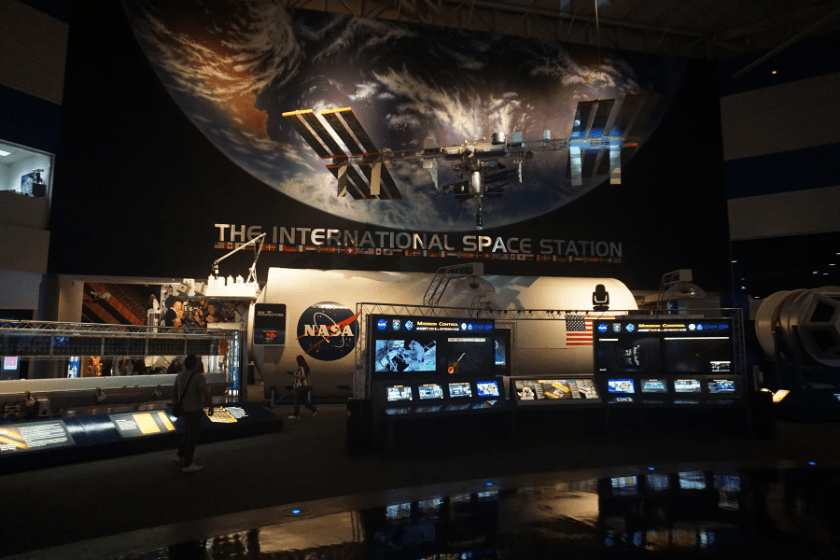 The International Space Station exhibit on display at Space Center Houston in Houston, Texas (United States).