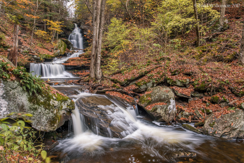 Waterfall at Ricketts Glen State Park captured in the fall of 2020