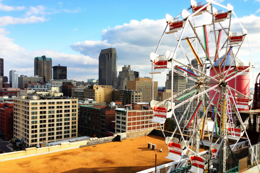 view of skyline with ferris wheel