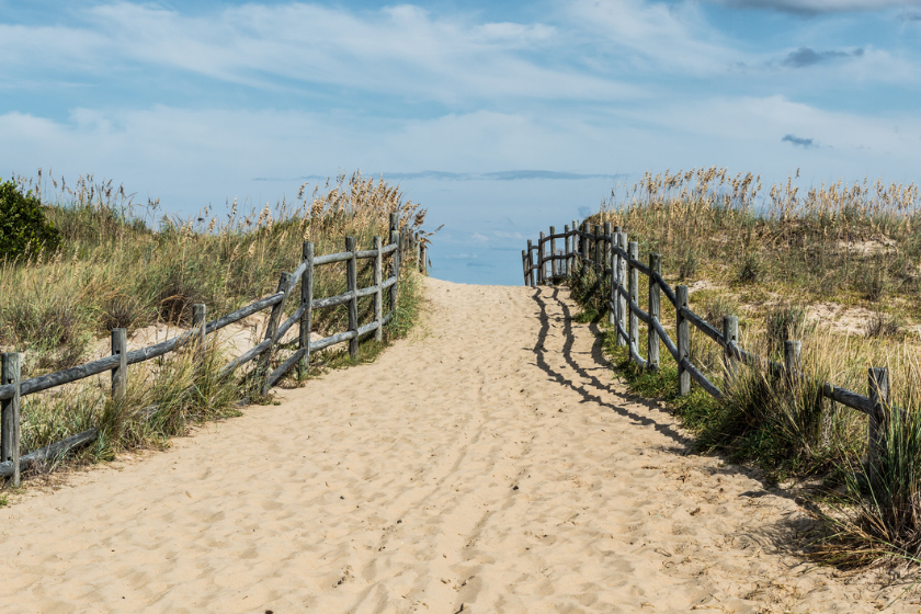 Sandbridge beach in Virginia Beach, Virginia in late summer.