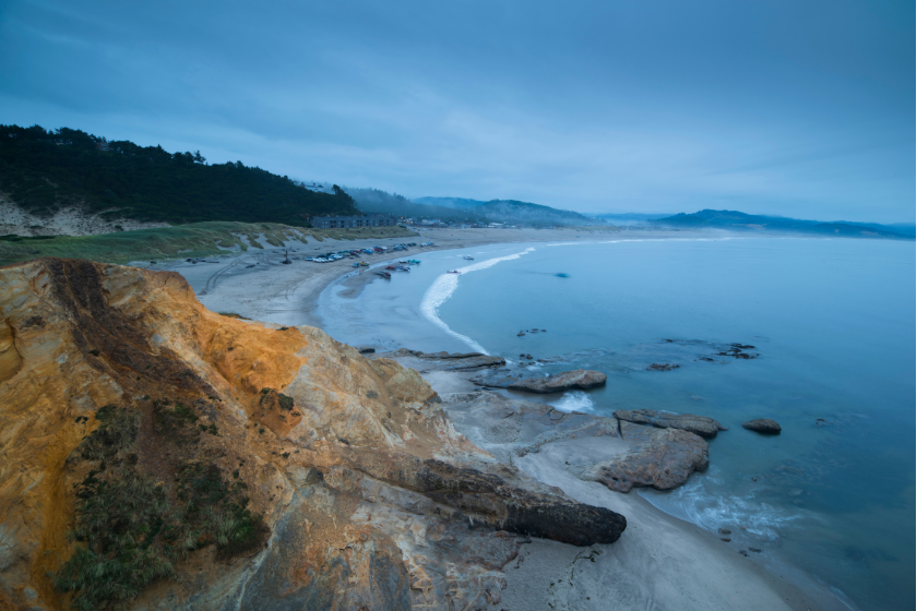 Pacific Ocean view at Cape Kiwanda Oregon Coast at sunset USA