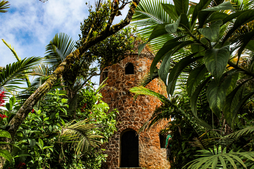View of Britton Tower in El Yunque Rainforest in Puerto Rico, an American Commonwealth in the Caribbean
