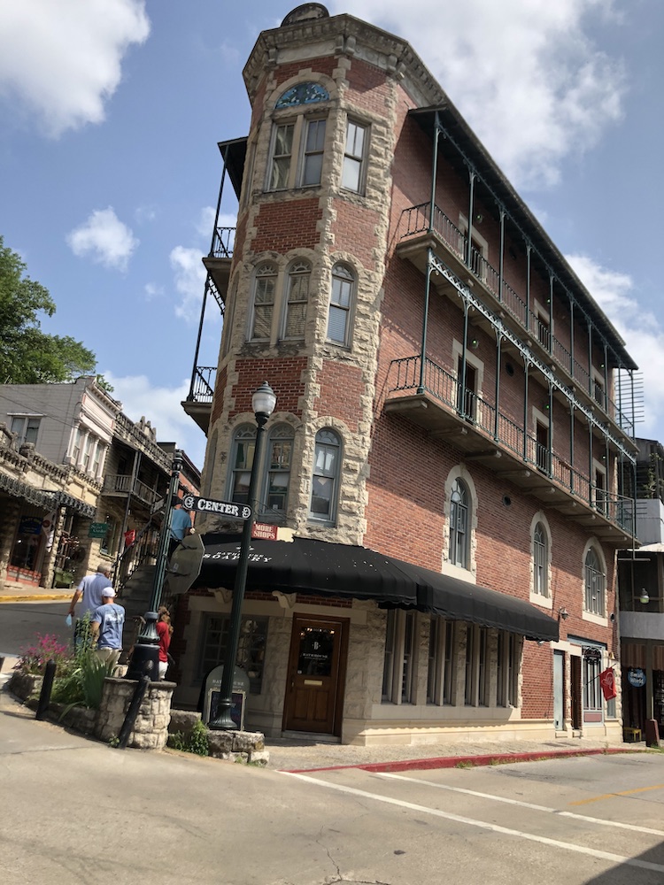 a street-view of the basin hotel in eureka springs, arkansas