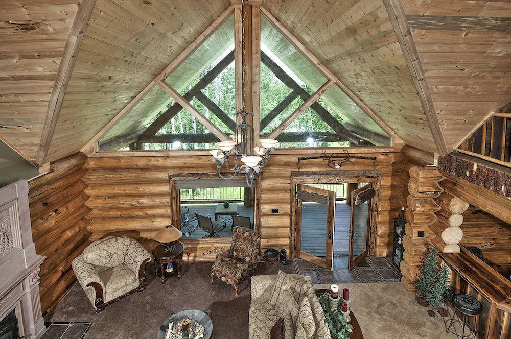 living room in a bright cabin