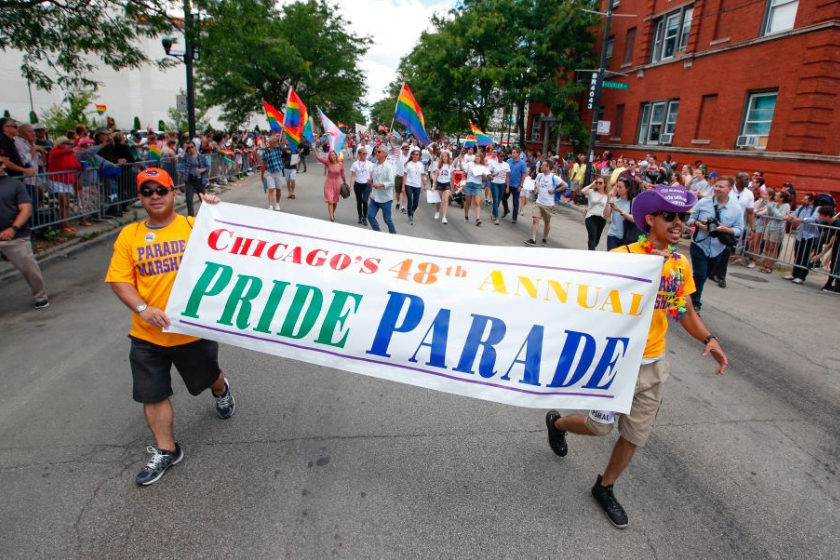 People celebrate the 48th annual Gay and Lesbian Pride Parade on June 25, 2017 in Chicago, Illinois.