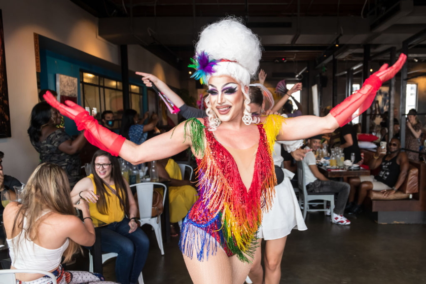 Athena Dion performs at the Drag Brunch at R House Wynwood during Day 3 of Wynwood Pride on June 20, 2021 in Miami, Florida