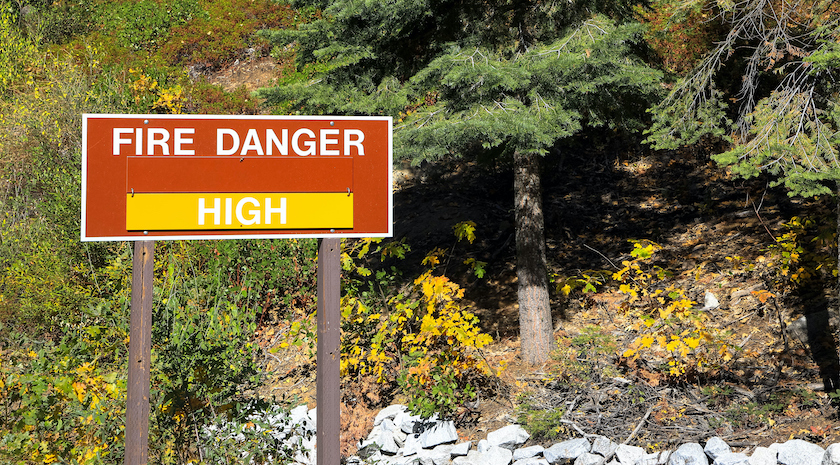 A sign in the Yosemite national park warns residents of the high wildfire danger in summer