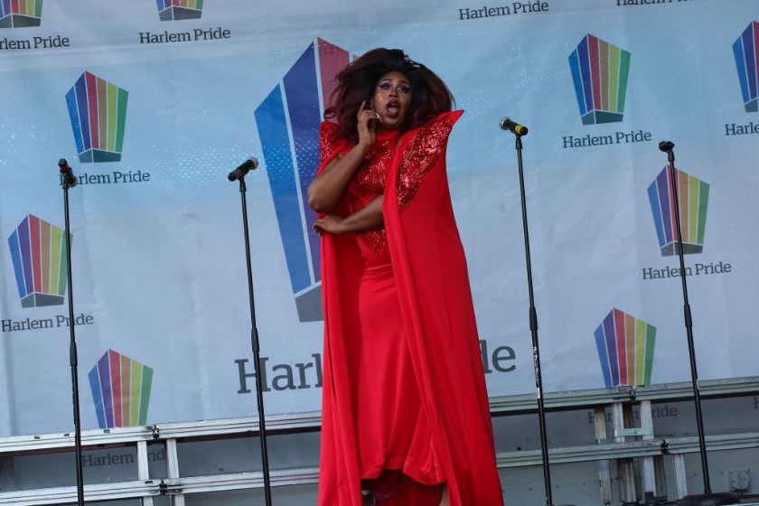 Drag Zarria Van Wales Powell performs as she attends the Harlem Pride parade in New York on June 29, 2019.