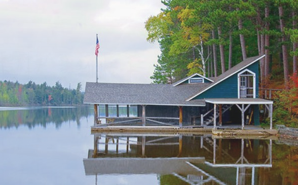 The boat house at White Pine Camp