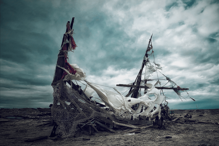 Spookly Shipwreck on Bombay Beach of the Salton Sea California