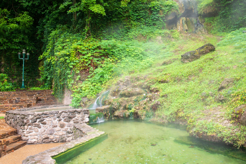 Little waterfalls and pond in Hot Springs National Park, Hot Springs, Arkansas, USA