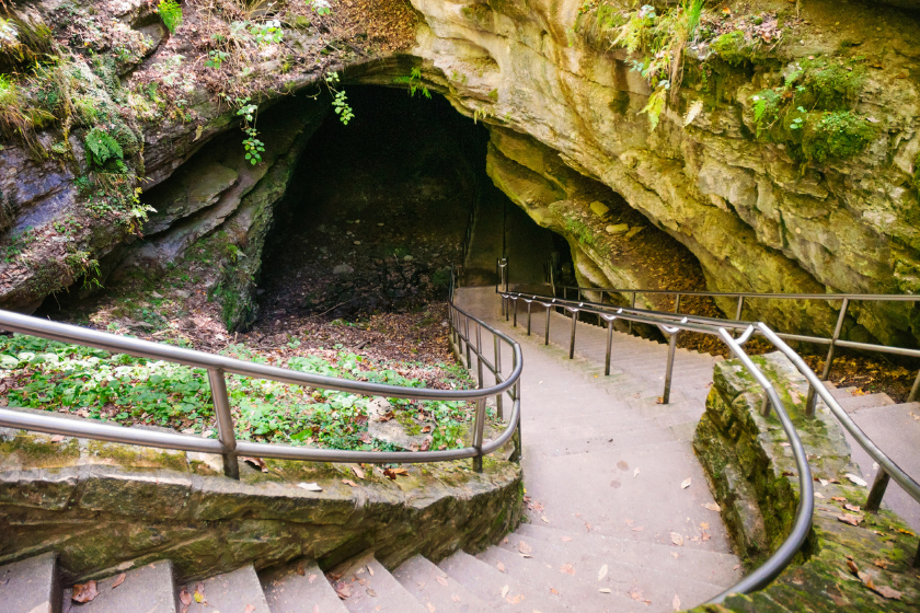 stairs descend into Mammoth Cave National Park