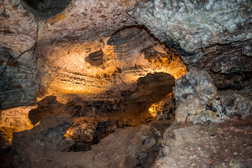 A Boxwork geological formation of rocks in Wind Cave National Park, South Dakota