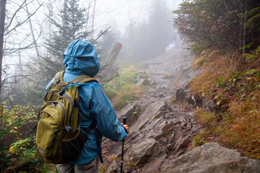 A hiker explores the foggy trails of the Appalachian Trail in Tennessee