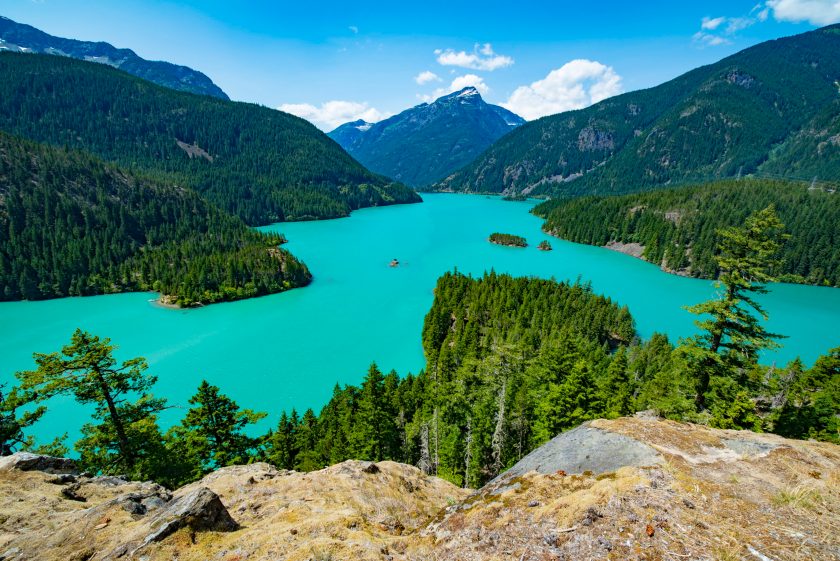 Lake Diablo Man Made Aqua Green Colored Lake in the North Cascades off Highway 20, Washington State, USA