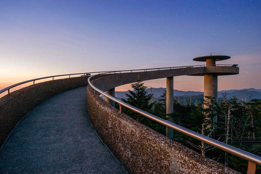 The observation deck at Clingmans Dome in the Great Smoky Mountains
