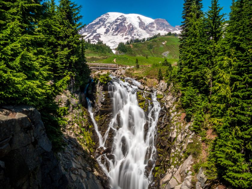 Myrtle Falls, a landmark of Mount Rainier National Park