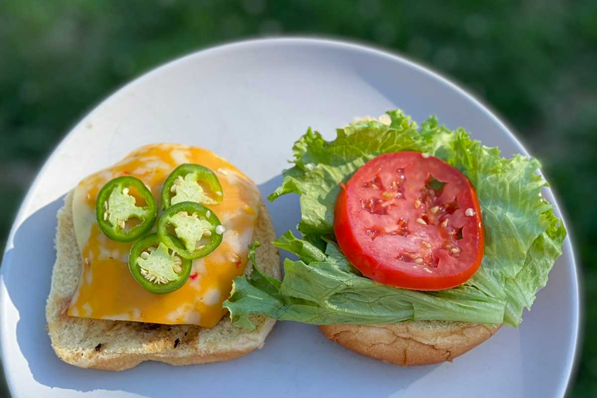 axis venison burger on a white plate