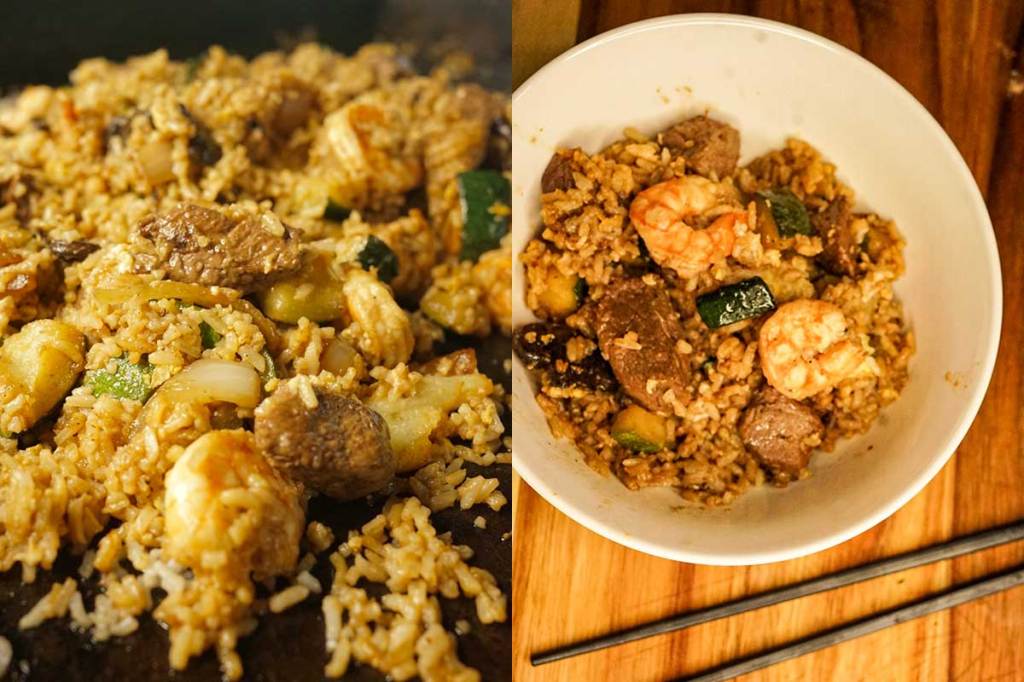 Field to Table HibachiStyle Garlic Venison Steak and Shrimp with