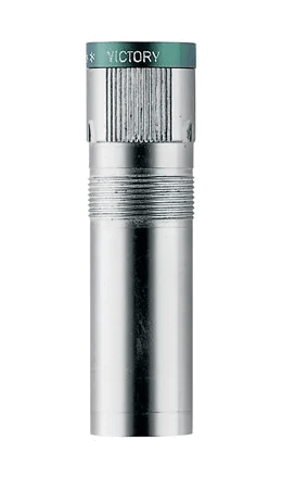A silver choke with a green cap