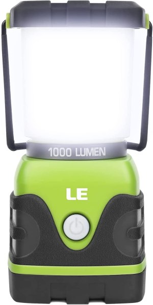 LE LED Camping Lantern, Battery Powered LED with 1000LM, 4 Light Modes, Waterproof Tent Light, Perfect Lantern Flashlight for Hurricane, Emergency, Survival Kits, Hiking, Fishing, Home and More