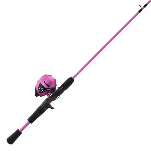 Zebco Slingshot Spincast Reel and Fishing Rod Combo, 5-Foot 6-Inch 2-Piece Fishing Pole, Size 30 Reel, Right-Hand Retrieve, Pre-Spooled with 10-Pound Zebco Line, Purple