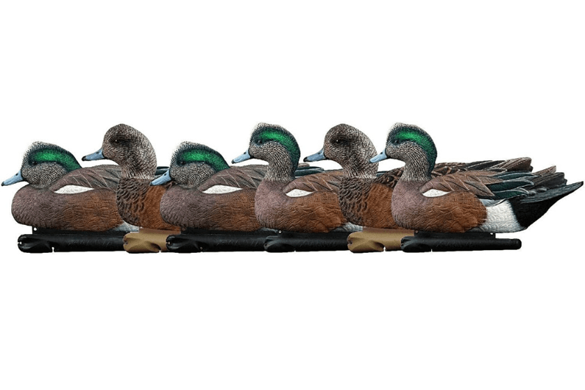 row of fake waterfowl