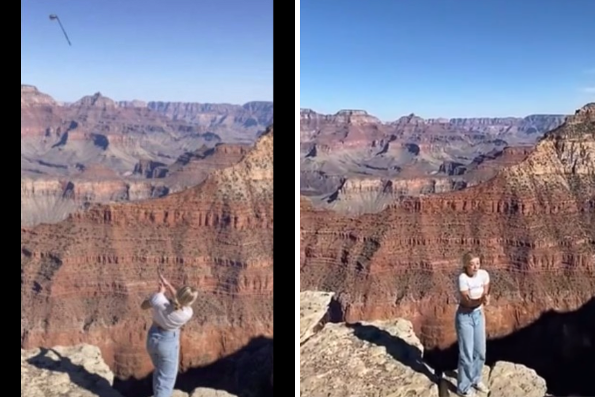 tiktoker hits ball into the Grand Canyon