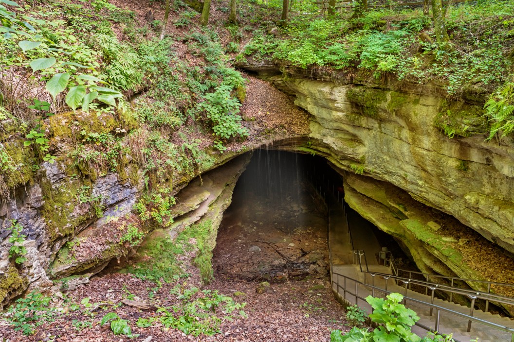 Stock photograph of the Historic Entrance at Mammoth Cave National Park in Kentucky, USA