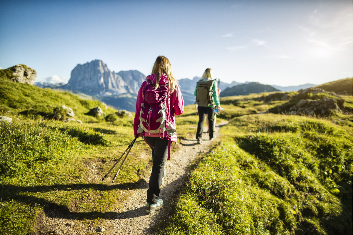 women hiking together