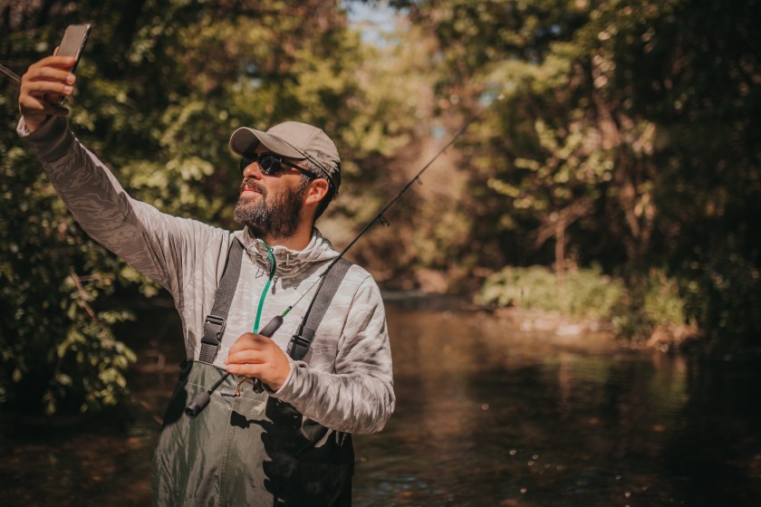 Fisherman making a selfie