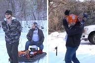 Video: Fisherman and His Shelter Dragged Across the Ice