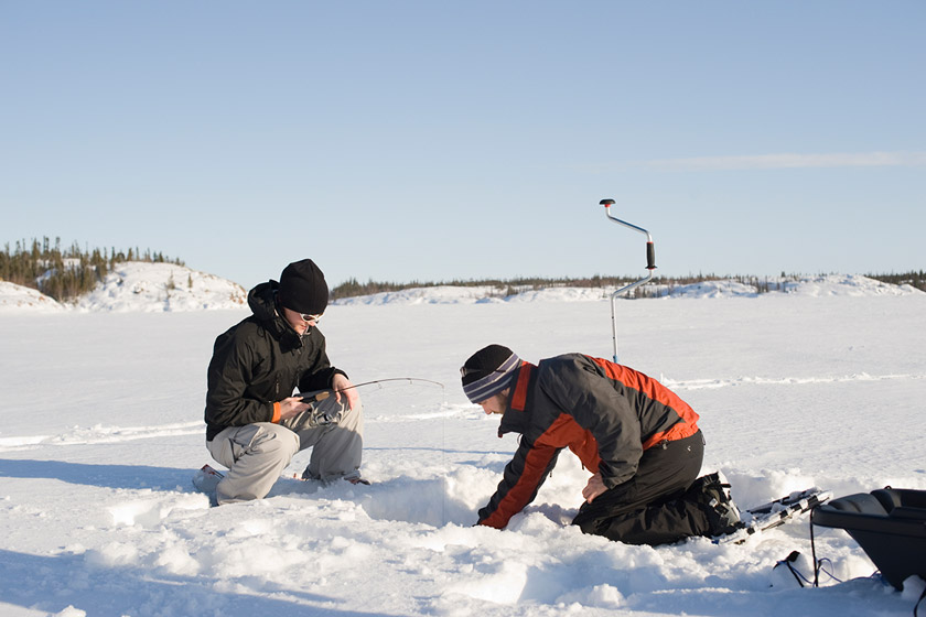 ice fishing for bass