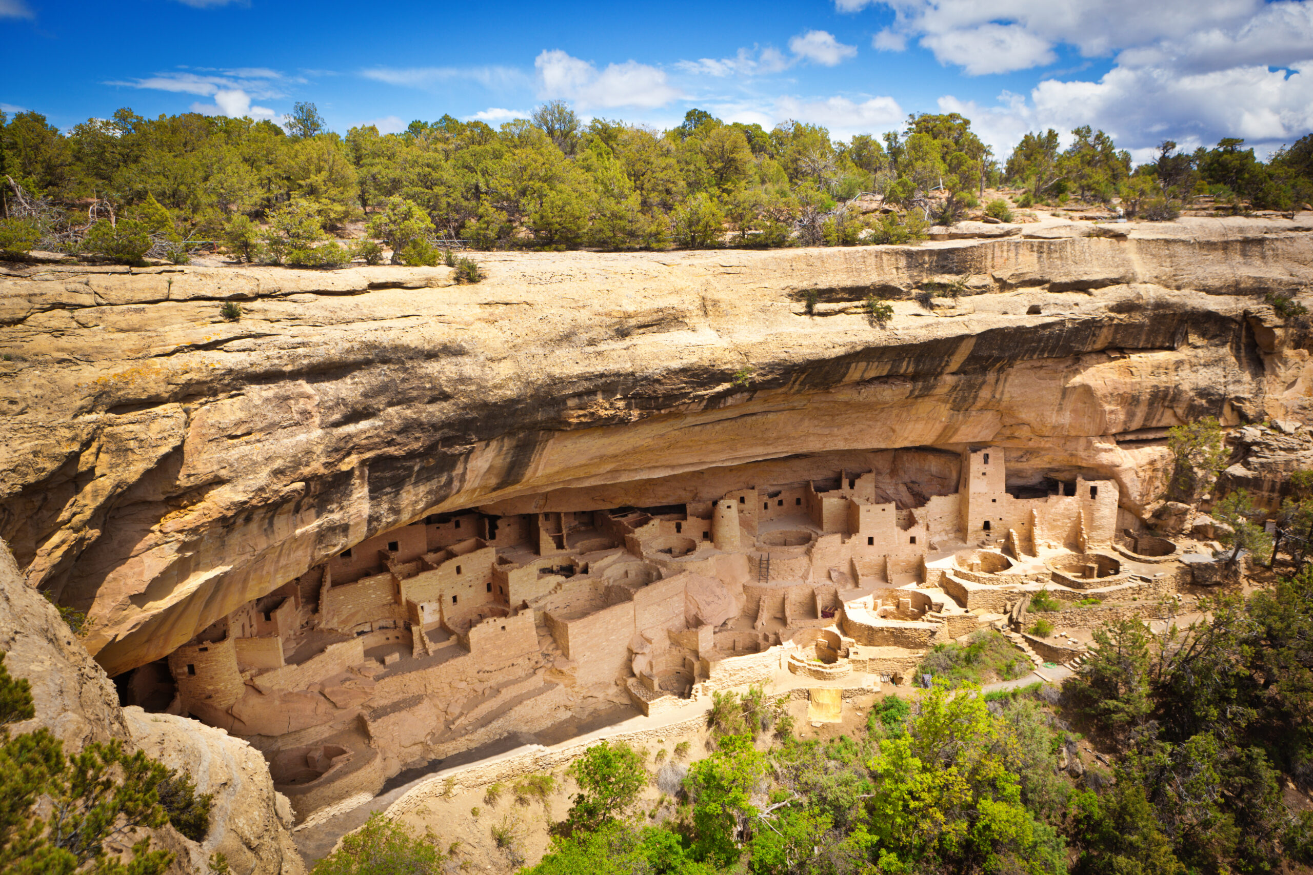 The cliff dwelling of Ancient Pueblo in Mesa Verde National Park of Colorado, southwest USA
